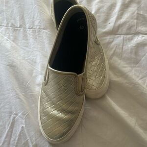 Sperry Seaside Weave Memory Foam Slip-on Shoes -  Color Platinum